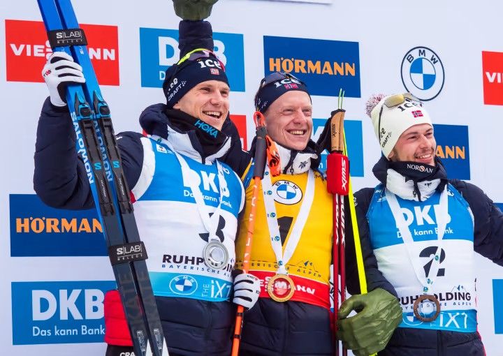 Кристиансен, Й. Бе, Легрейд (слева направо). Источник: IBU