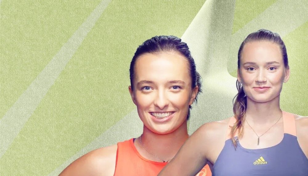 Ига Швентек и Елена Рыбакина (слева направо)