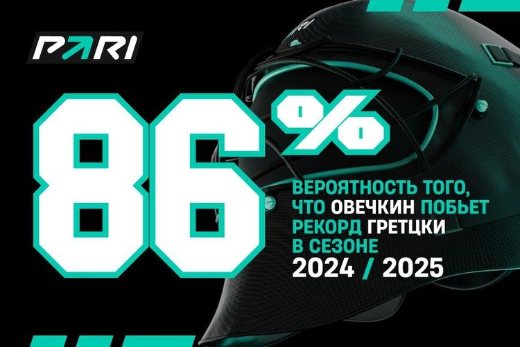 PARI: Овечкин побьет рекорд Гретцки в сезоне-2024/2025 с вероятностью 86%